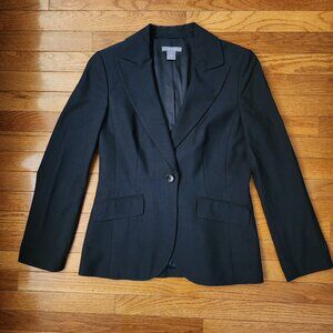 Ann Taylor Black & Gray Pinstriped Blazer